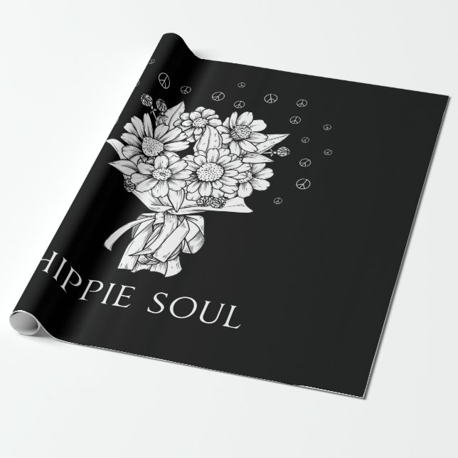 Papel De Regalo Signo de paz de margarita Hippie Soul (Desenrollado)