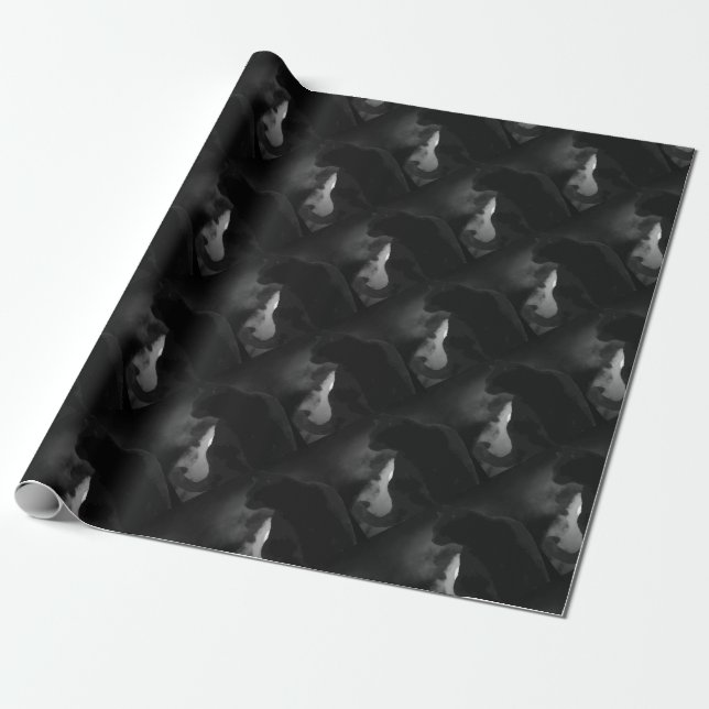Papel De Regalo Silhouette Black Cat Moonlight (Desenrollado)