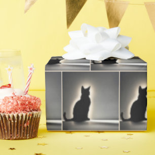 Papel De Regalo Silhouette Cat Con Brillo