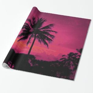 Papel De Regalo Silhouette de árbol de palmas exótico de Hawái