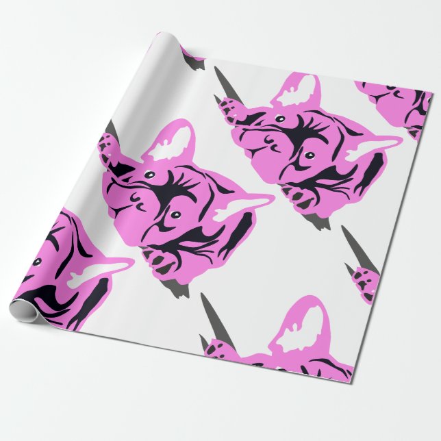 Papel De Regalo Silhouette de Bulldog francés (Desenrollado)