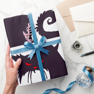Papel De Regalo Silhouette de gato negro malvado con ojos rojos