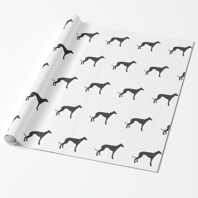 Papel De Regalo Silhouette de Greyhound en negro (Desenrollado)