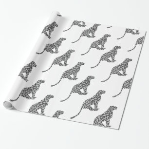 Papel De Regalo Silhouette de Gris y Gris claro Leopardo