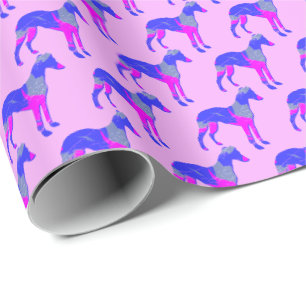 Papel De Regalo Silhouette de perro de galgo italiano P&B Pink