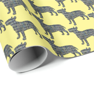 Papel De Regalo Silhouette de perro y perro de Bull Terrier amaril