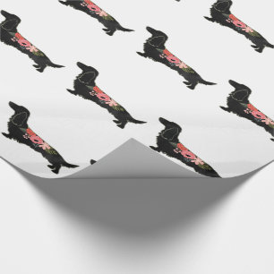 Papel De Regalo Silhouette floral de cabello largo Dachshund Bohem