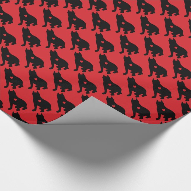 Papel De Regalo Silhouette norteamericana Pit Bull Terrier (Esquina)