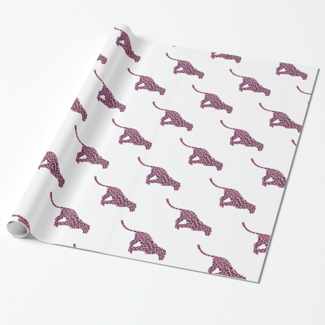 Papel De Regalo Silhouette Pink and Black Leopardo (Desenrollado)