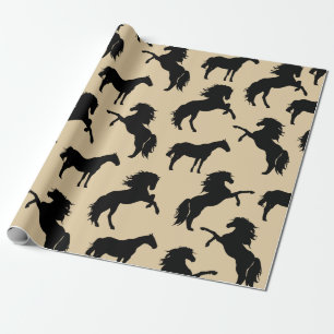 Papel De Regalo Silhouettes de caballo negro y taupe rústicos