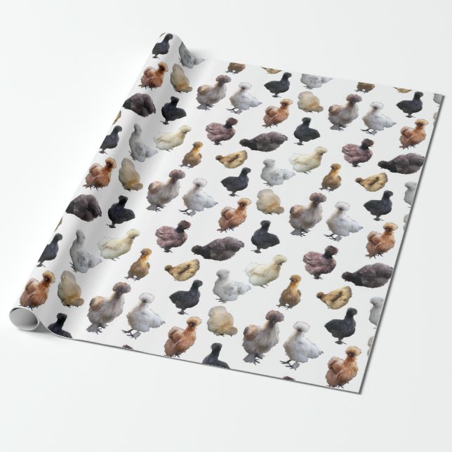 Papel De Regalo Silkie Bantam Chickens (Desenrollado)
