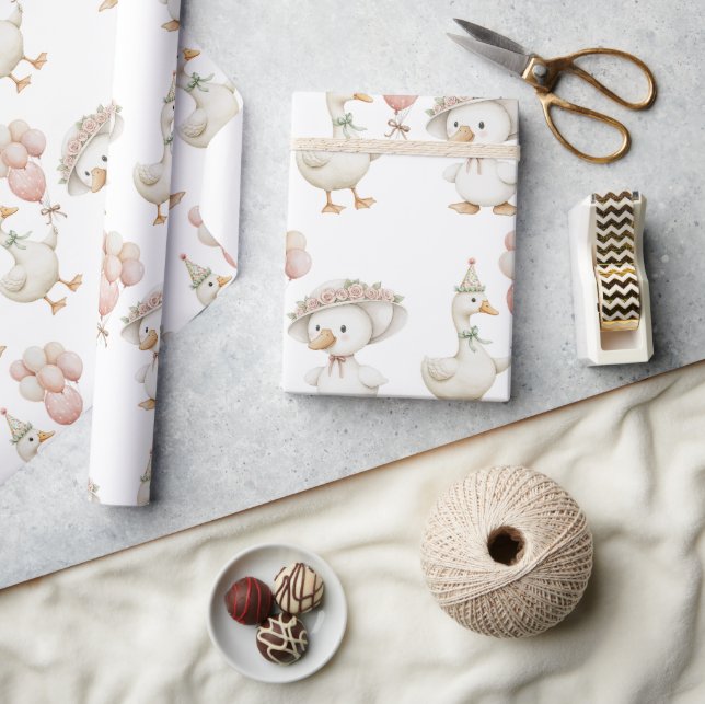 Papel De Regalo Silly Goose Flower Garden champiñón Primer cumplea (Artesanía)