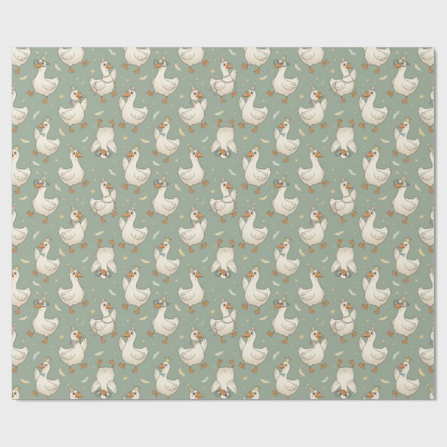 Papel De Regalo Silly Goose Party Parade – Funny Duck Patter (Superficie plana)
