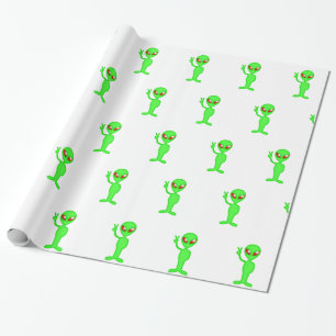 Papel De Regalo Silueta alienígena verde