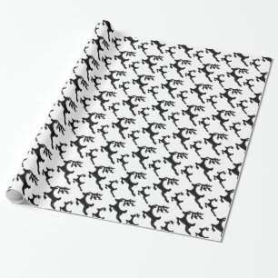 Papel De Regalo Silueta blanca y negra de renos