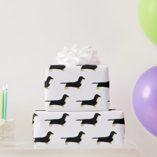 Papel De Regalo silueta dachshund negra y tostana