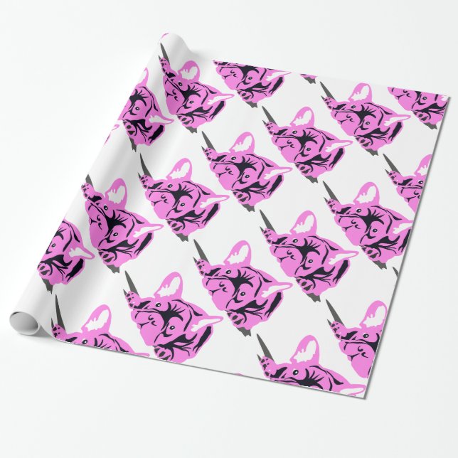 Papel De Regalo Silueta de Bulldog Francés (Desenrollado)