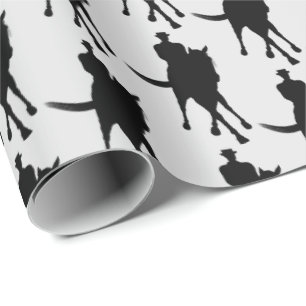 Papel De Regalo Silueta De Caballo Y Viajero