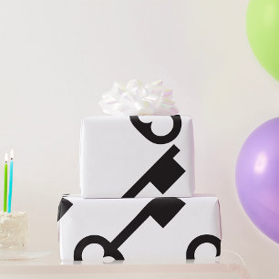 Papel De Regalo Silueta de clave de cosecha minimalista