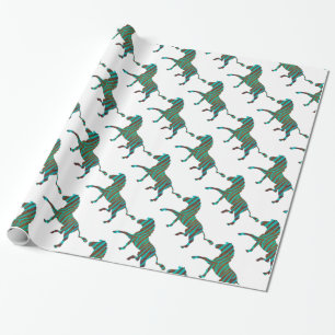 Papel De Regalo Silueta de impresión Verde azulada y marrón cebra