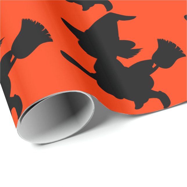 Papel De Regalo Silueta de la bruja del vuelo (Esquina del rollo)