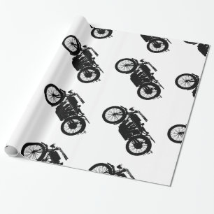 Papel De Regalo Silueta de la motocicleta del vintage en negro