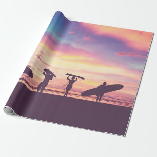Papel De Regalo Silueta de los surfistas llevando su surf