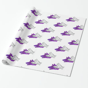 Papel De Regalo Silueta de mano de lobo púrpura