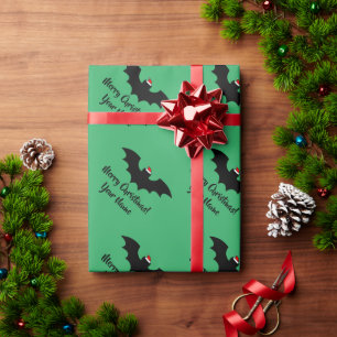 Papel De Regalo Silueta de murciélago Navidades verdes Regalo de