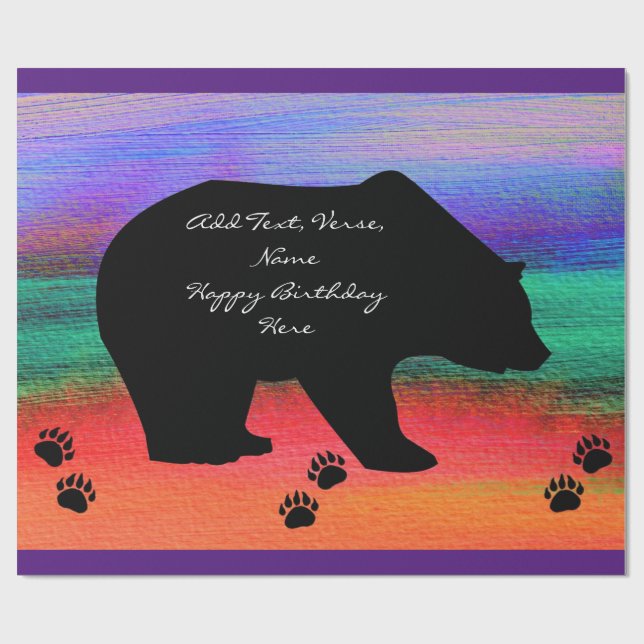 Papel De Regalo Silueta de oso negro (Superficie plana)