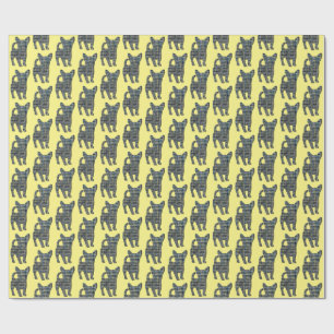 Papel De Regalo Silueta de perro Chihuahua Línea de cuadrícula ama