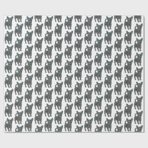 Papel De Regalo Silueta de perro Chihuahua Y&B Línea de cuadrícula
