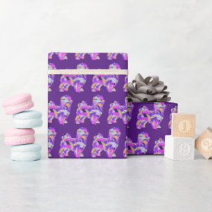 Papel De Regalo Silueta de perro maltés color morado oscuro