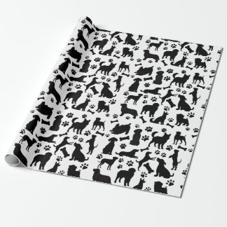 Papel De Regalo Silueta de perro negro y blanco