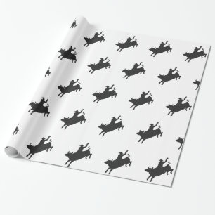 Papel De Regalo Silueta de Rodeo Bull Ride