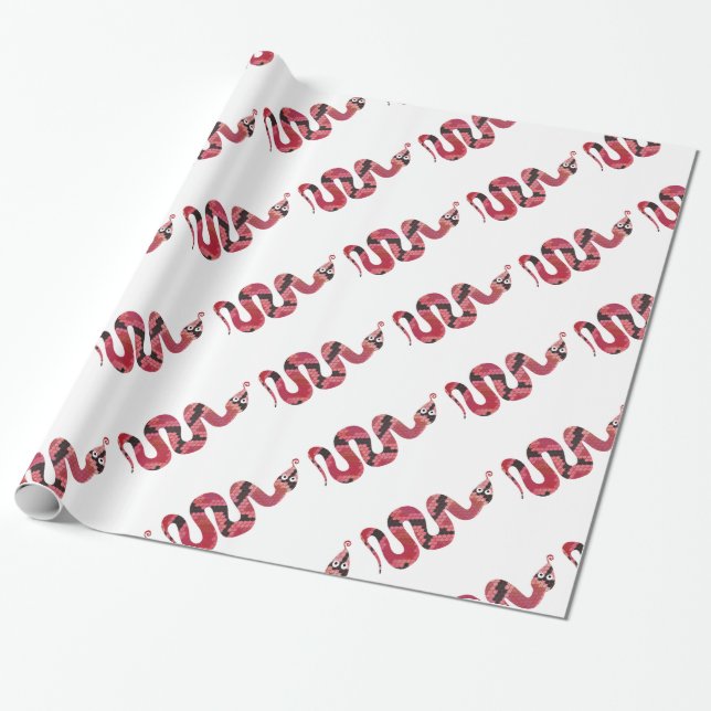 Papel De Regalo Silueta negra y roja de serpiente (Desenrollado)