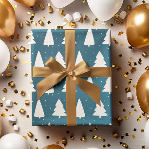 Papel De Regalo Siluetas de árbol de Navidad verde azuladas