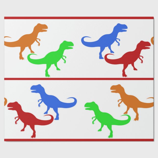 Papel De Regalo Siluetas de dinosaurios jurásicos T-Rex (Costura)