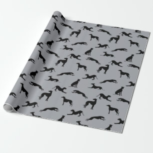 Papel De Regalo Siluetas de Greyhound negras en gris