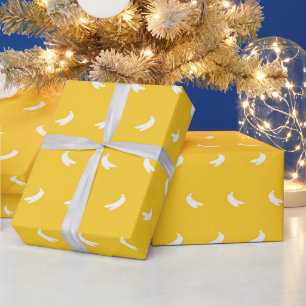 Papel De Regalo Siluetas de pequeñas bananas blancas sobre amarill