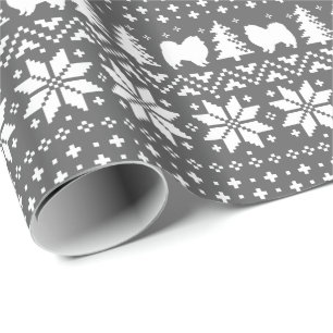 Papel De Regalo Siluetas de perro esquimal americano Navidad Eskie