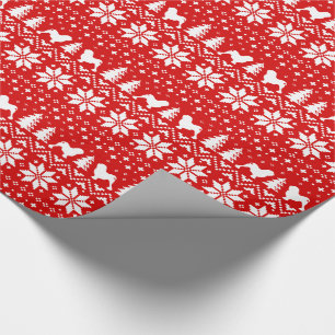 Papel De Regalo Siluetas de perro Lowchen Patrón de Navidad Holida