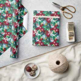 Papel De Regalo Siluetas festivas de vacaciones en acuarela