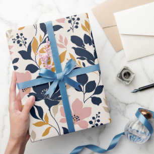 Papel De Regalo Siluetas Florales Contemporáneas Audaces