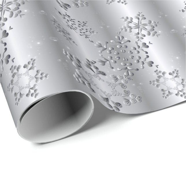 Papel De Regalo Silvery Snowflakes (Esquina del rollo)