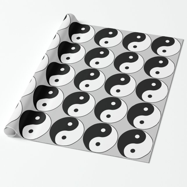 Papel De Regalo símbolo blanco negro de yin yang (Desenrollado)