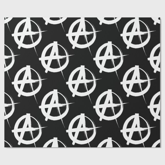 Papel De Regalo símbolo de anarquía en blanco y negro (Superficie plana)