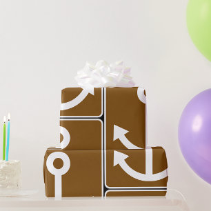 Papel De Regalo Símbolo de ancla náutica Señal de marina marrón