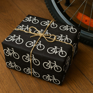 Papel De Regalo Símbolo de bicicleta blanco y negro
