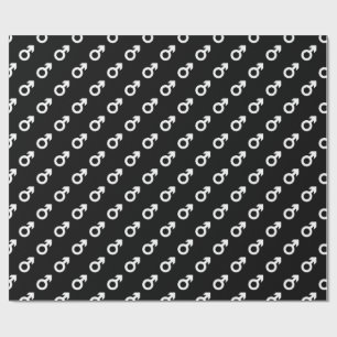 Papel De Regalo símbolo de género masculino blanco negro